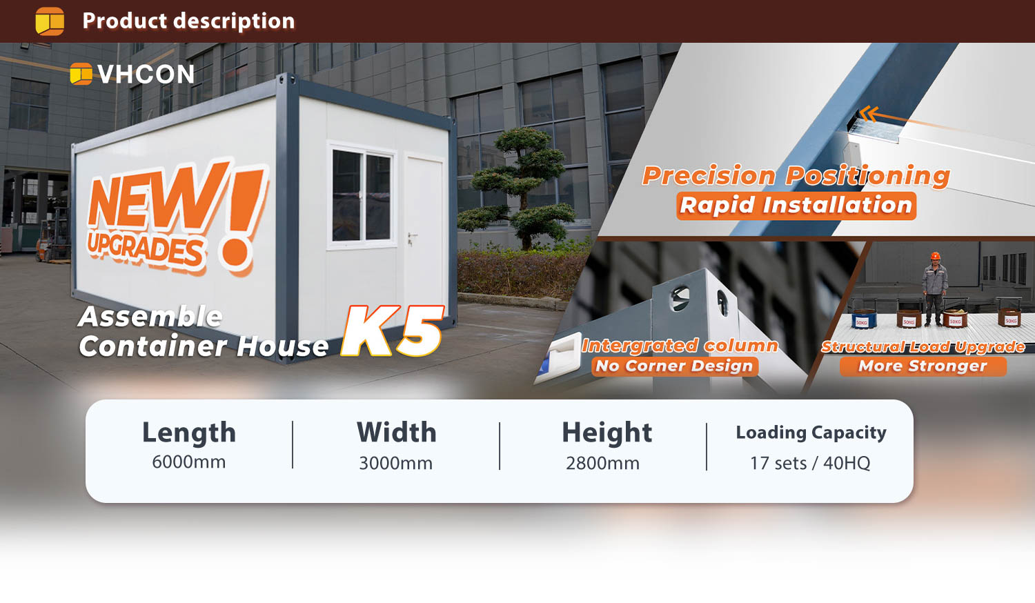 VHCON K5 assemble container house, a luxury prefab modular home with fast installation design and hotel style interior for global housing projects.