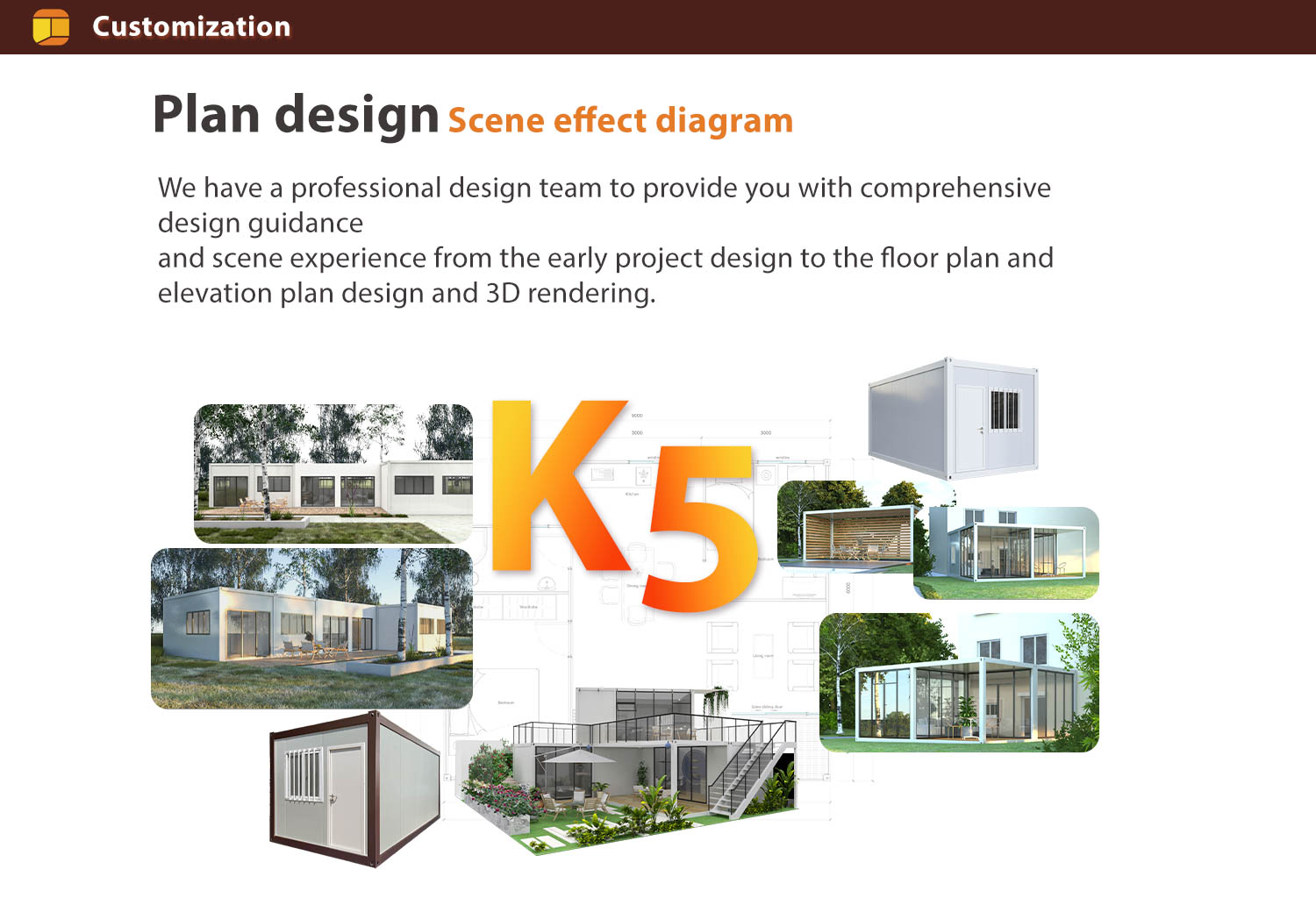 VHCON K5 assemble container house, a luxury prefab modular home with fast installation design and hotel style interior for global housing projects.
