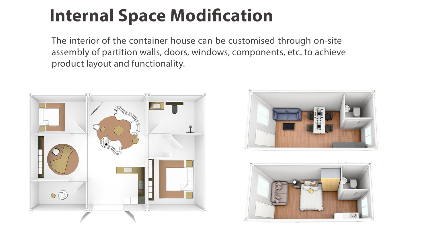 VHCON K5 assemble container house, a luxury prefab modular home with fast installation design and hotel style interior for global housing projects.